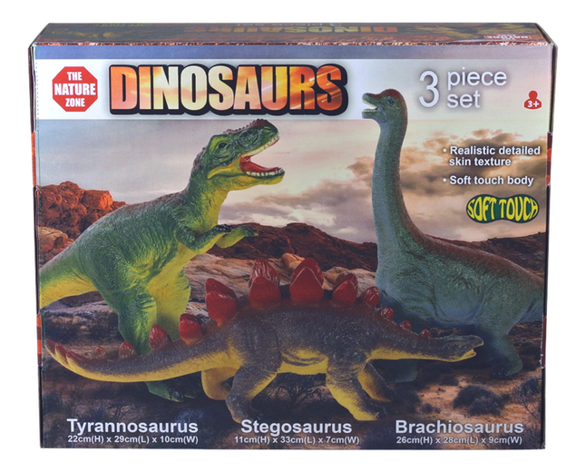 Figuur dinosaurus soft touch - 3 stuks