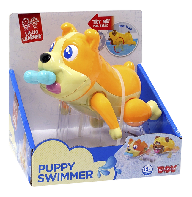 HAP-P-KID badspeelgoed Puppy Swimmer met blauw botje