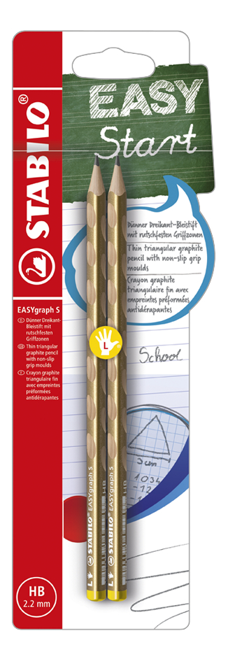 STABILO crayon graphite en bois EASYgraph S pour gauchers Metallic or - 2 pièces