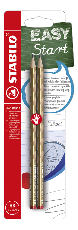 STABILO crayon graphite en bois EASYgraph S pour droitiers Metallic or - 2 pièces