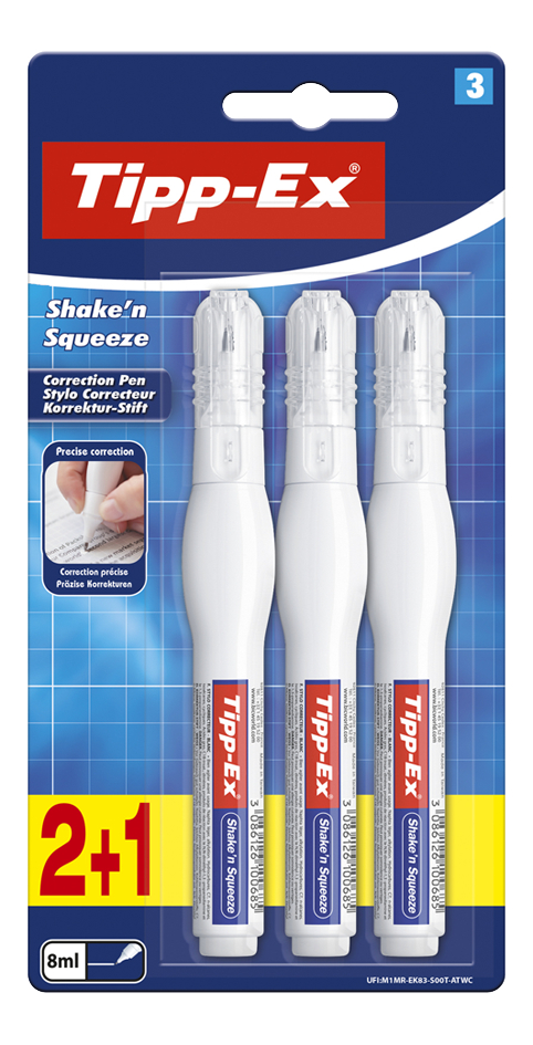 Tipp-Ex stylo correcteur Shake'n Squeeze - 3 pièces