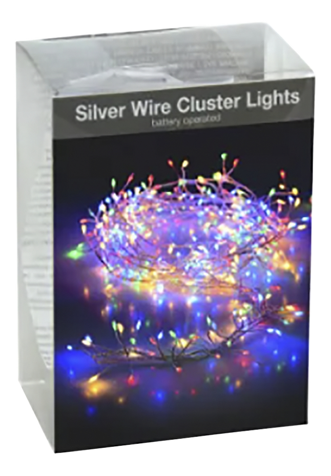 Guirlande lumineuse en grappe microLED 100 lampes multicolore