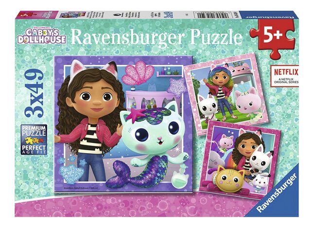 Ravensburger puzzel 3-in-1 Gabby's poppenhuis Spelen met Gabby