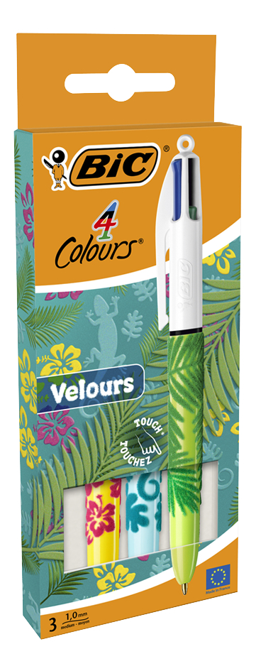 Bic stylo à bille 4 couleurs Velours  - 3 pièces