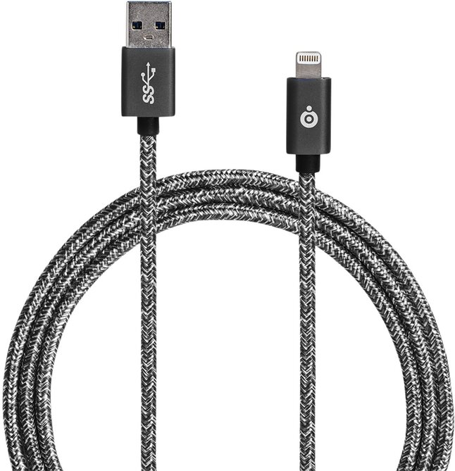 bigben câble tissé USB A vers Lightning 2m noir