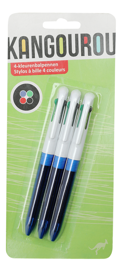 Kangourou stylo à bille 4 couleurs - 3 pièces