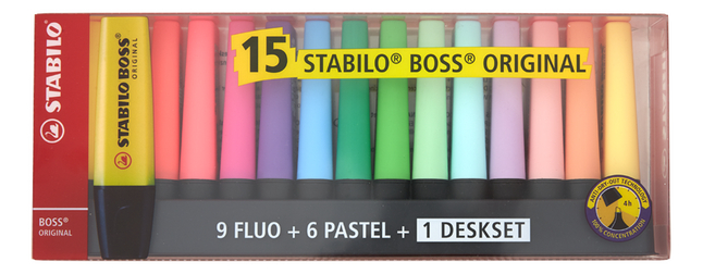 STABILO BOSS Original fluostift Limited Edition - 14 stuks + houder