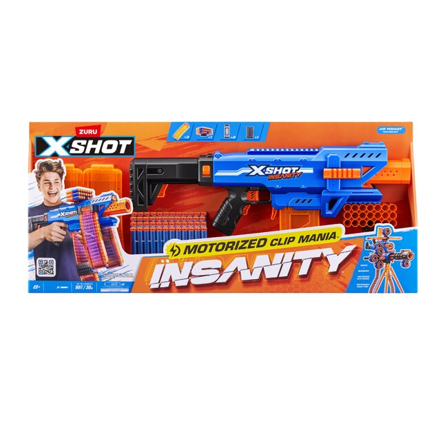 Zuru Fusil à fléchettes X-Shot Insanity Motorized Clip Mania Blaster