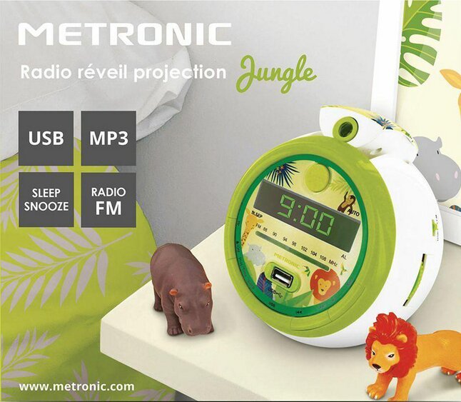 Radio réveil METRONIC Radio-réveil Jungle FM USB projection do