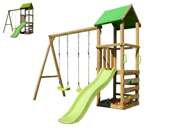 Portique avec tour de jeu et tobbogan Wombat+ Mercure vert lime