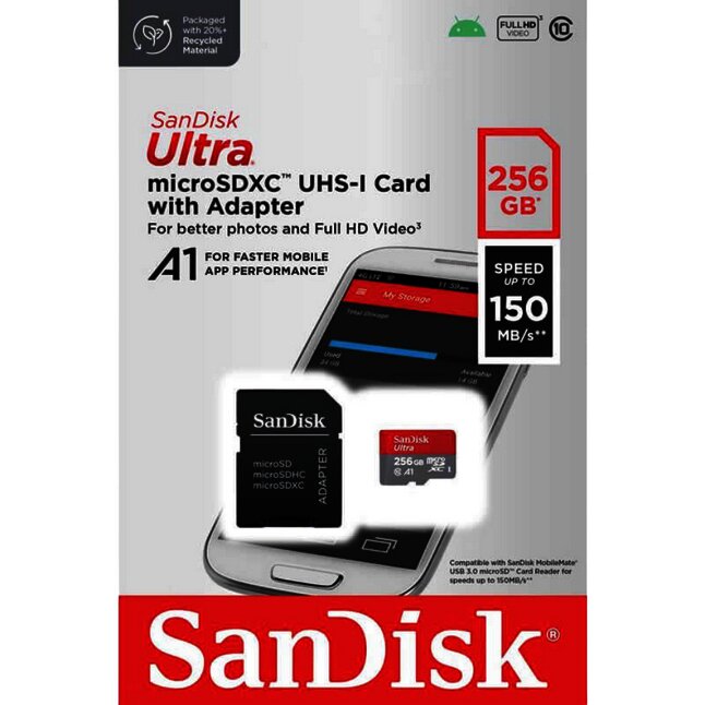 SanDisk Geheugenkaart microSDXC Ultra 256 GB