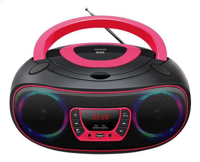 Denver draagbare radio/cd-speler TCL-212 zwart/roze