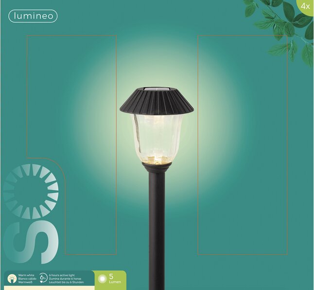 Lach kop Sloppenwijk Solar tuinverlichting steeklamp zwart - 4 stuks kopen? | Bestel eenvoudig  online | DreamLand