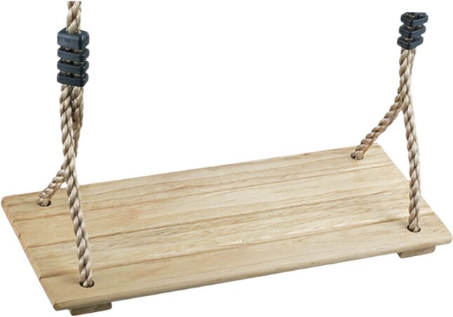 Siège de balançoire en bois dur verni avec corde en PP beige