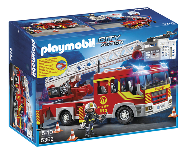 5362-Camion de pompier avec échelle pivotante et sirène de Playmobil