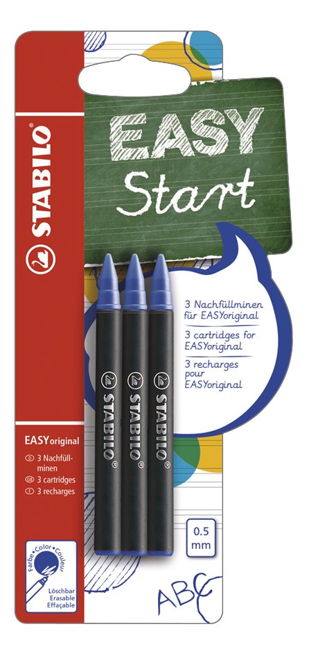 STABILO EASYoriginal recharge EASYstart pointe moyenne bleu - 6 pièces