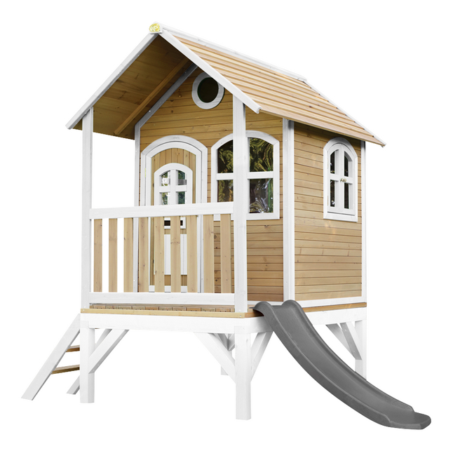 AXI houten speelhuisje Tom met grijze glijbaan