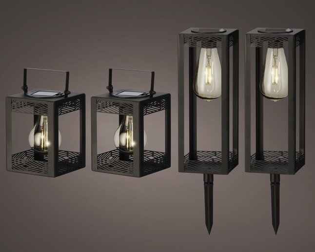 tuinverlichting set 2 steeklampen + 2 lantaarns zwart kopen? | Bestel eenvoudig online | DreamLand