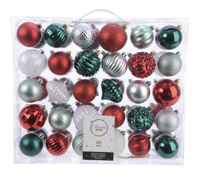 Boule De Noël Chic Charme Rougeblancvert 60 Pièces