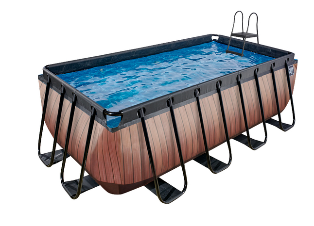EXIT piscine avec filtre à cartouche L 4 x Lg 2 x H 1,22 m Wood