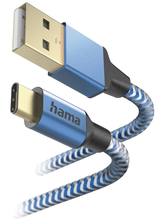 Hama câble Reflective USB Type-C vers USB bleu