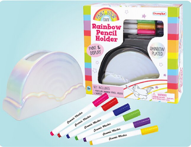 Paint your own rainbow pencil holder