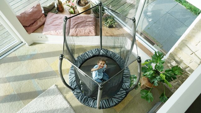 EXIT Tiggy Junior Trampoline 140cm Noir avec Filet de securite