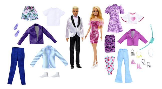 Barbie 2 poupées mannequins Barbie et Ken avec tenues