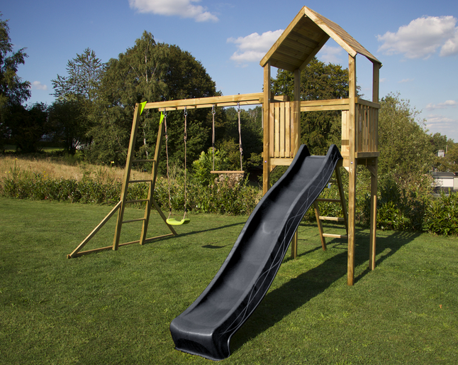 BnB Wood schommel Nieuwpoort Monkey Bar met antraciete glijbaan