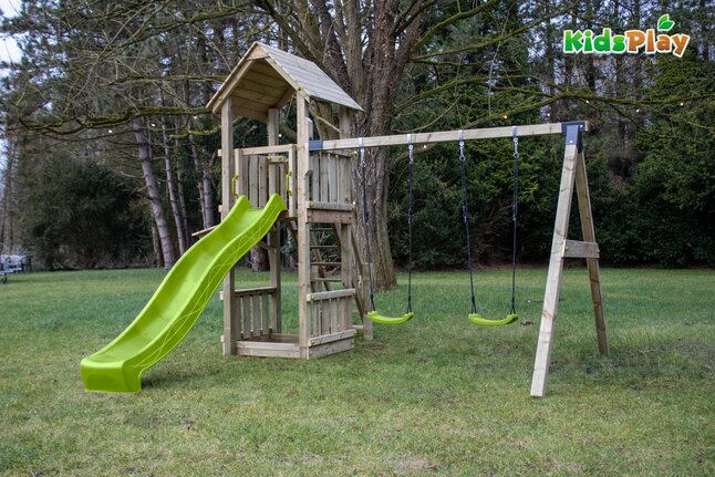 Schommel met speeltoren en glijbaan Kidsplay Ella Lime