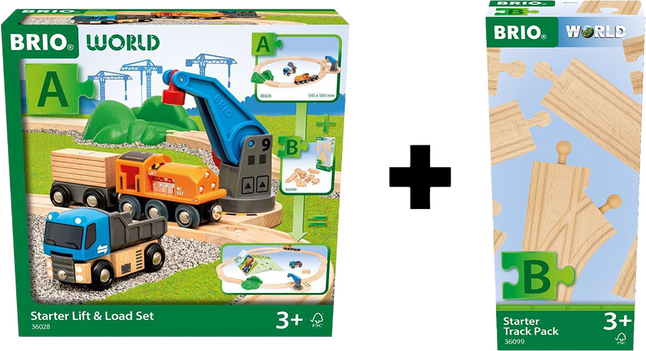 BRIO Treinset Lift & Load Starterset Pack A + uitbreidingset Pack B