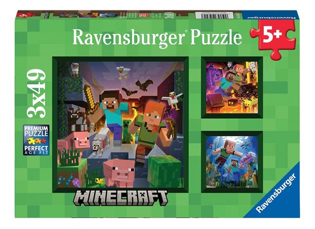 Ravensburger puzzle 3 en 1 Biomes de Minecraft