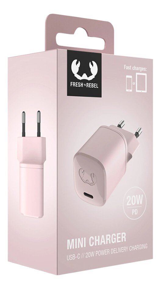 Fresh 'n Rebel lader USB-C Mini 20W Smokey Pink