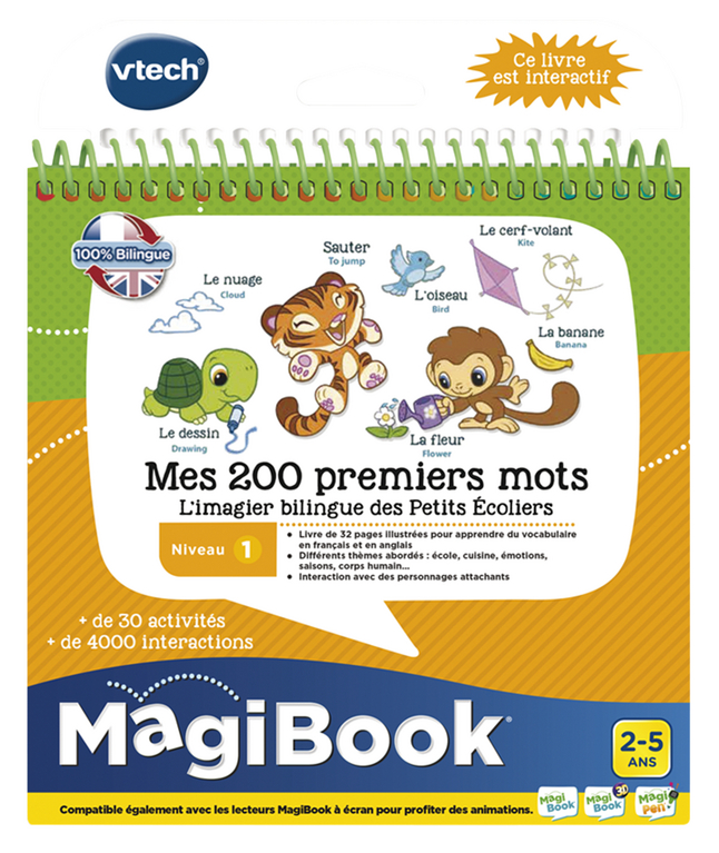 VTech Magibook livre éducatif Niv 1 - Mes 200 premiers mots FR/ANG