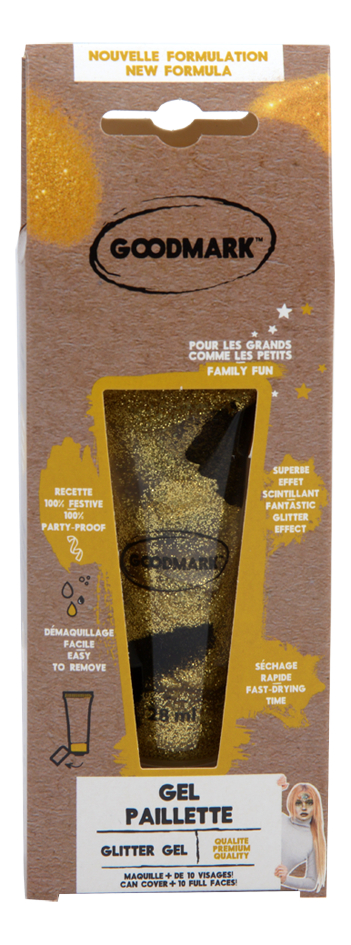 Goodmark Glitter gel 28 ml goud