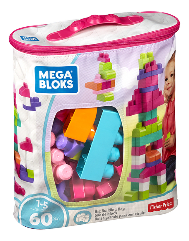 Mega Bloks Building bag lichtroze 60 stukjes