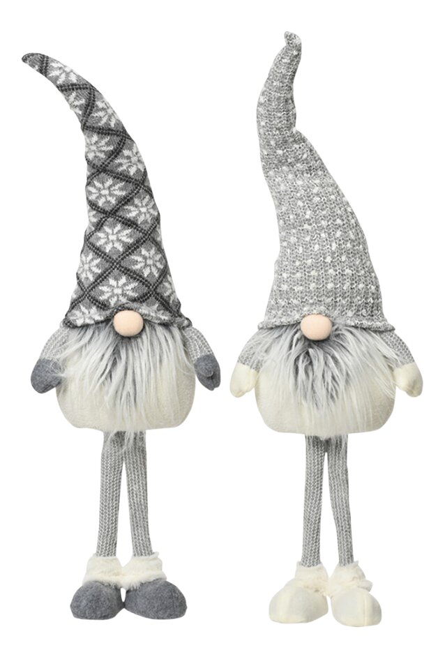 Decoris figurine lutin gris/blanc 45 cm