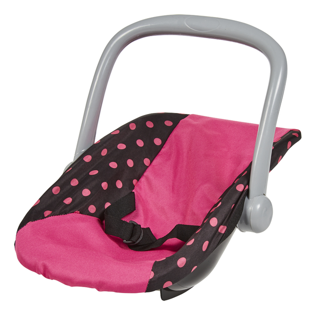 DreamLand draagbaar autostoeltje voor poppen - roze stippen