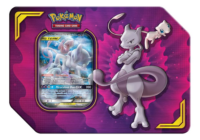 Pokémon Trading Cards Tag Team Tin Box Power Partnership Mewtwo Mew