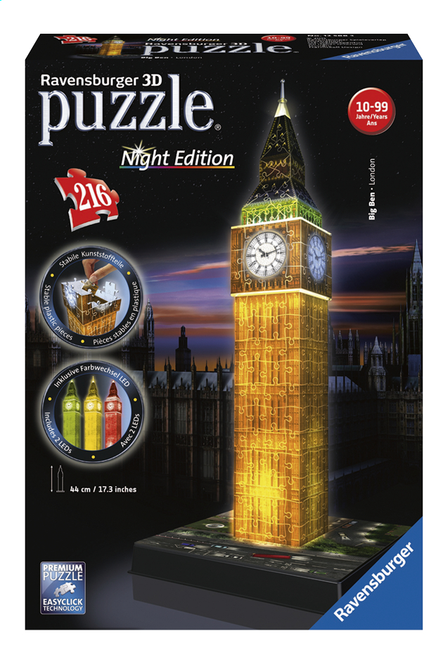Koninklijke familie Onverbiddelijk Boodschapper Ravensburger 3D-puzzel Big Ben Night Edition kopen? | Bestel eenvoudig  online | DreamLand