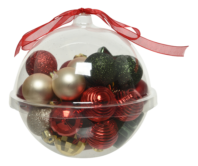 Boule de Noël or/rouge/vert 30 pièces