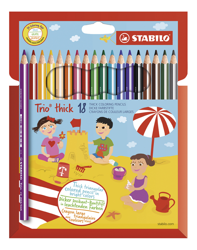 STABILO crayon de couleur Trio Max - 18 pièces