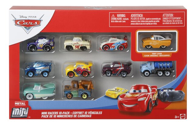 Voiture Disney Cars Mini Racers 10 pièces avec McQueen jaune