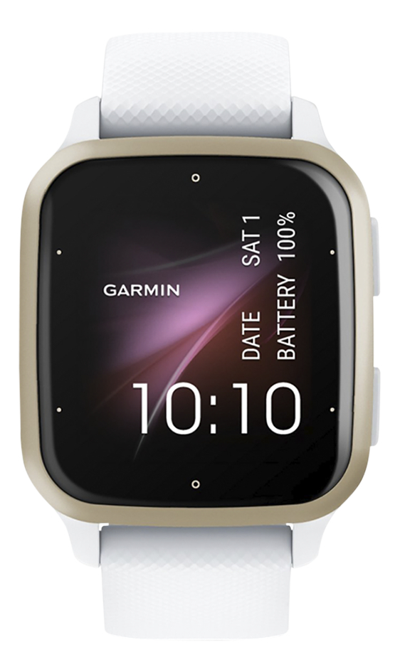 Garmin smartwatch Venu Sq 2 Cream Gold met wit siliconen bandje