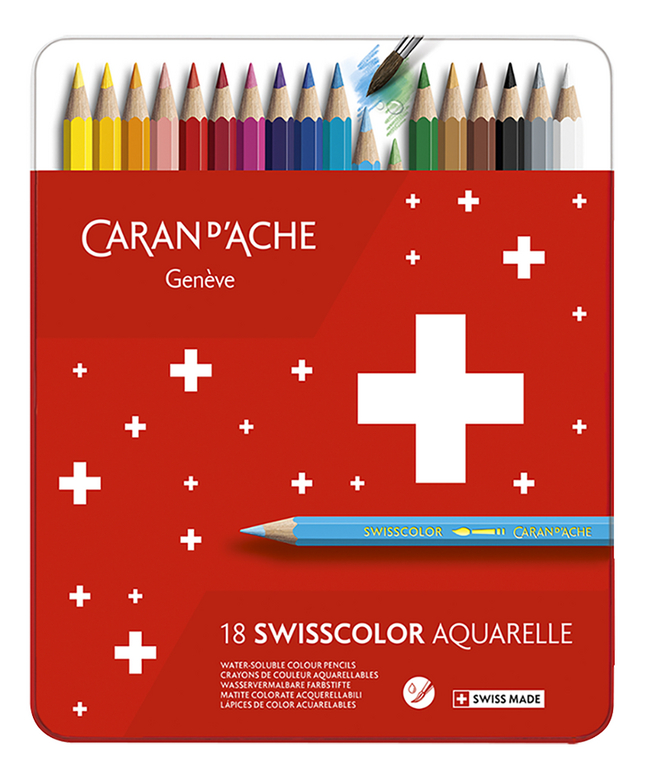 Caran d'Ache crayon de couleur Swisscolor Aquarelle - 18 pièces