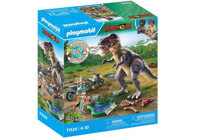 PLAYMOBIL Set de jeu Dinos Explorateur avec moto et tyrannosaure 71524
