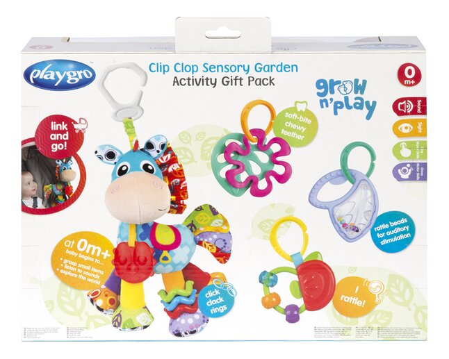 Playgro - Pack 4 Jouets d'Éveil Multicolore Clip Clop