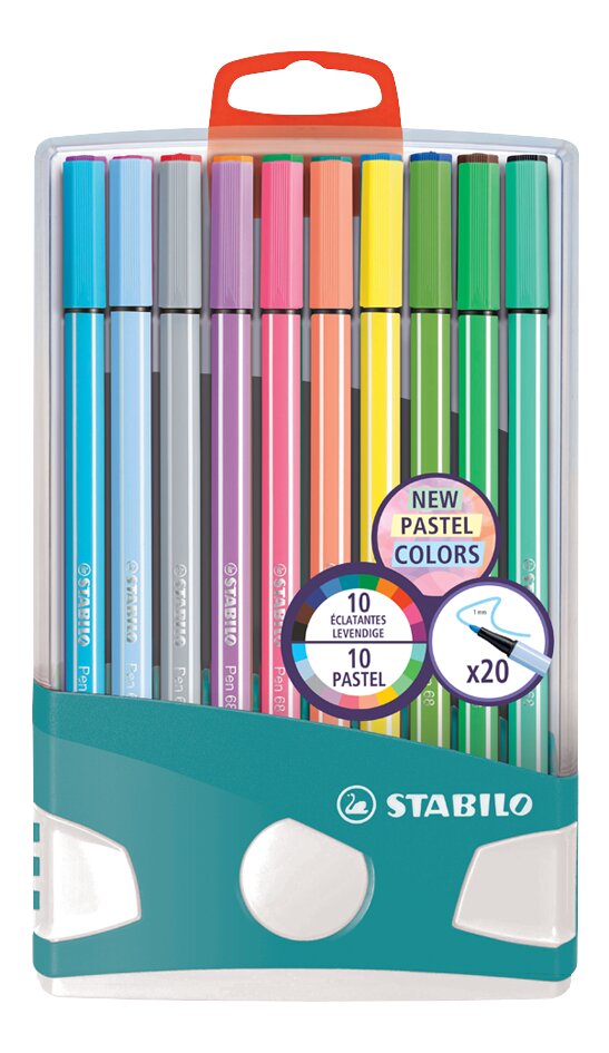 STABILO viltstift Pen 68 Pastel Parade - 20 stuks